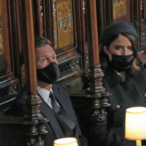 La princesse Eugenie d'York et Jack Brooksbank, - Funérailles du prince Philip, duc d'Edimbourg à la chapelle Saint-Georges du château de Windsor, Royaume Uni, le 17 avril 2021.