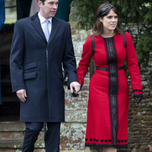 La princesse Eugénie d'York et son mari Jack Brooksbank - La famille royale britannique se rend à la messe de Noël à l'église Sainte-Marie-Madeleine à Sandringham, le 25 décembre 2018.