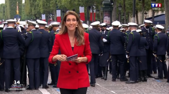 Anne-Claire Coudray lors du défilé du 14 juillet 2021, sur TF1.