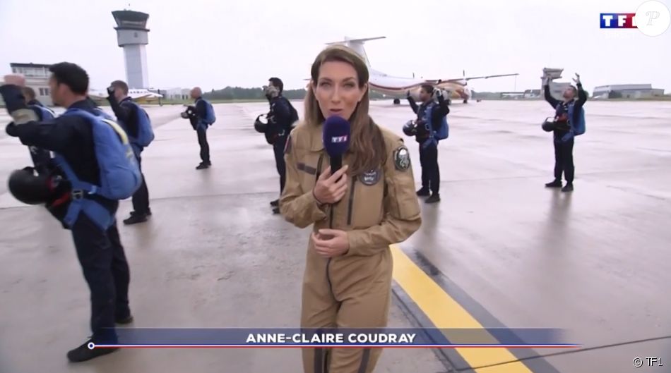 Anne-Claire Coudray lors du défilé du 14 juillet 2021, sur TF1.
