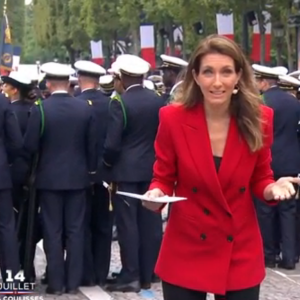 Anne-Claire Coudray lors du défilé du 14 juillet 2021, sur TF1.