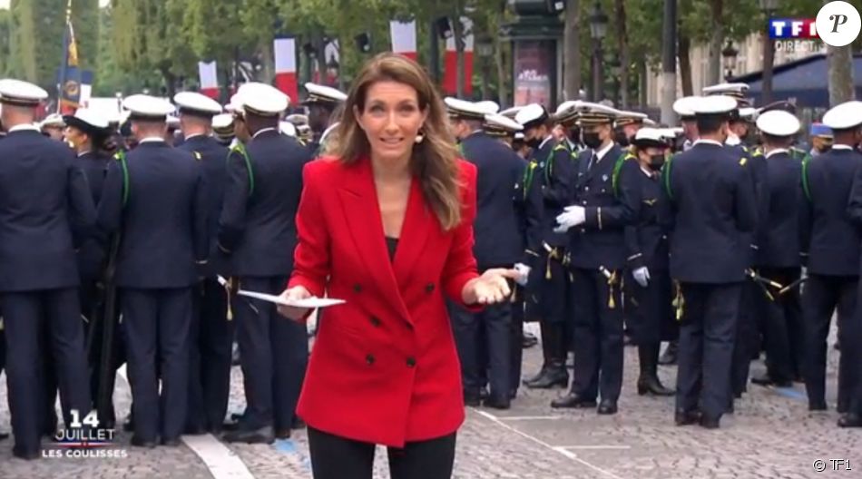 Anne-Claire Coudray lors du défilé du 14 juillet 2021, sur TF1.