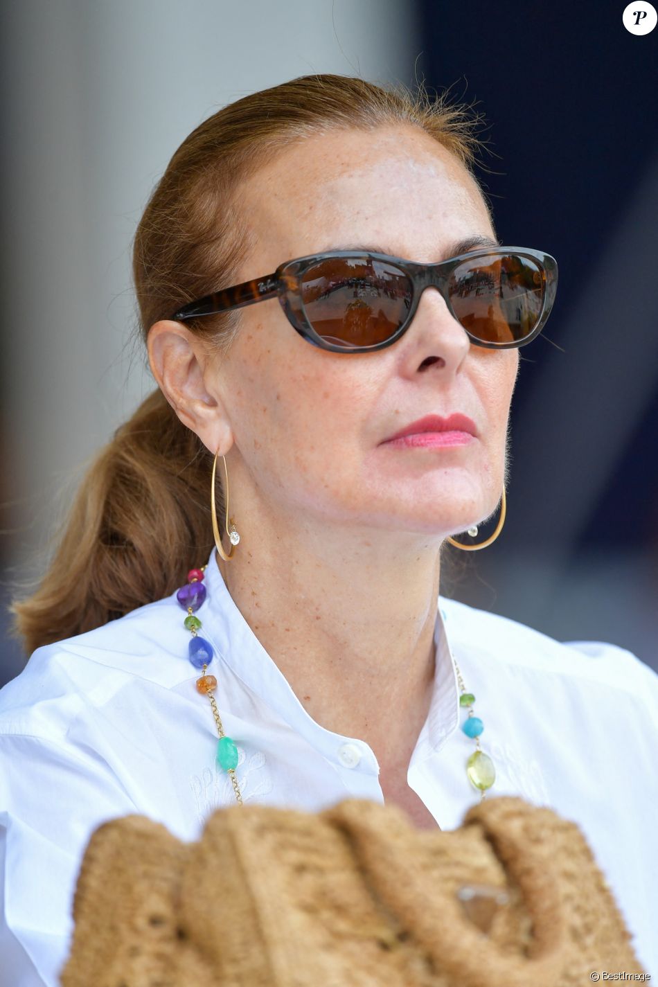 Exclusif - Carole Bouquet dans l'espace VIP du Longines Paris Eiffel Jumping au Champ de Mars à Paris le 7 juillet 2019.
