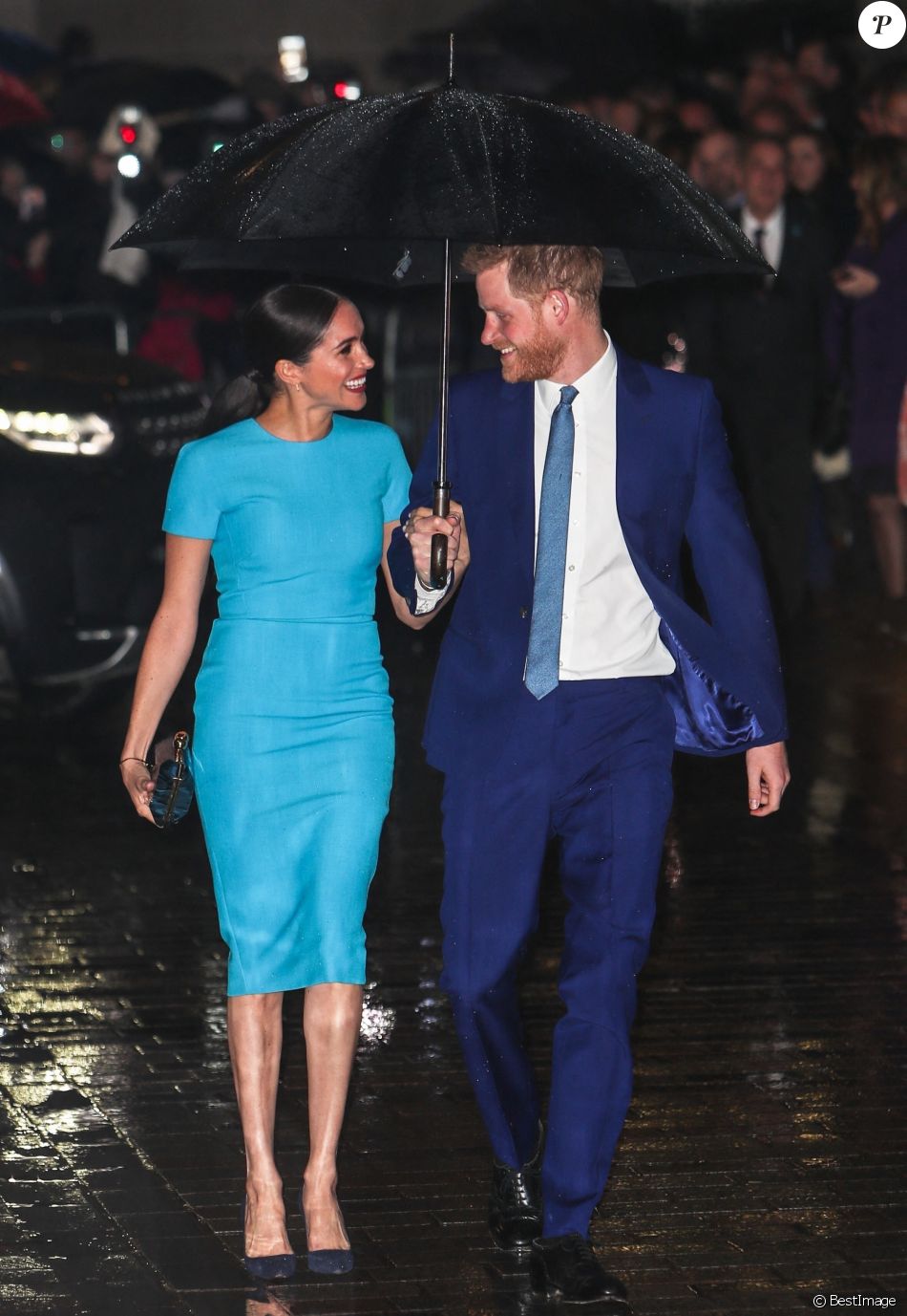 Le prince Harry, duc de Sussex, et Meghan Markle, duchesse de Sussex arrivent à la cérémonie des Endeavour Fund Awards au Mansion House à Londres, Royaume Uni, le 5 mars 2020.