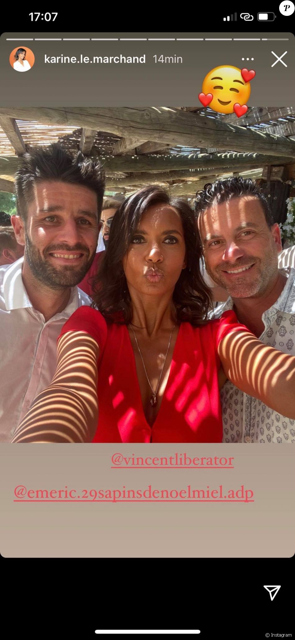 Karine Le Marchand au mariage de Mathieu et Alexandre le 26 juin 2021.