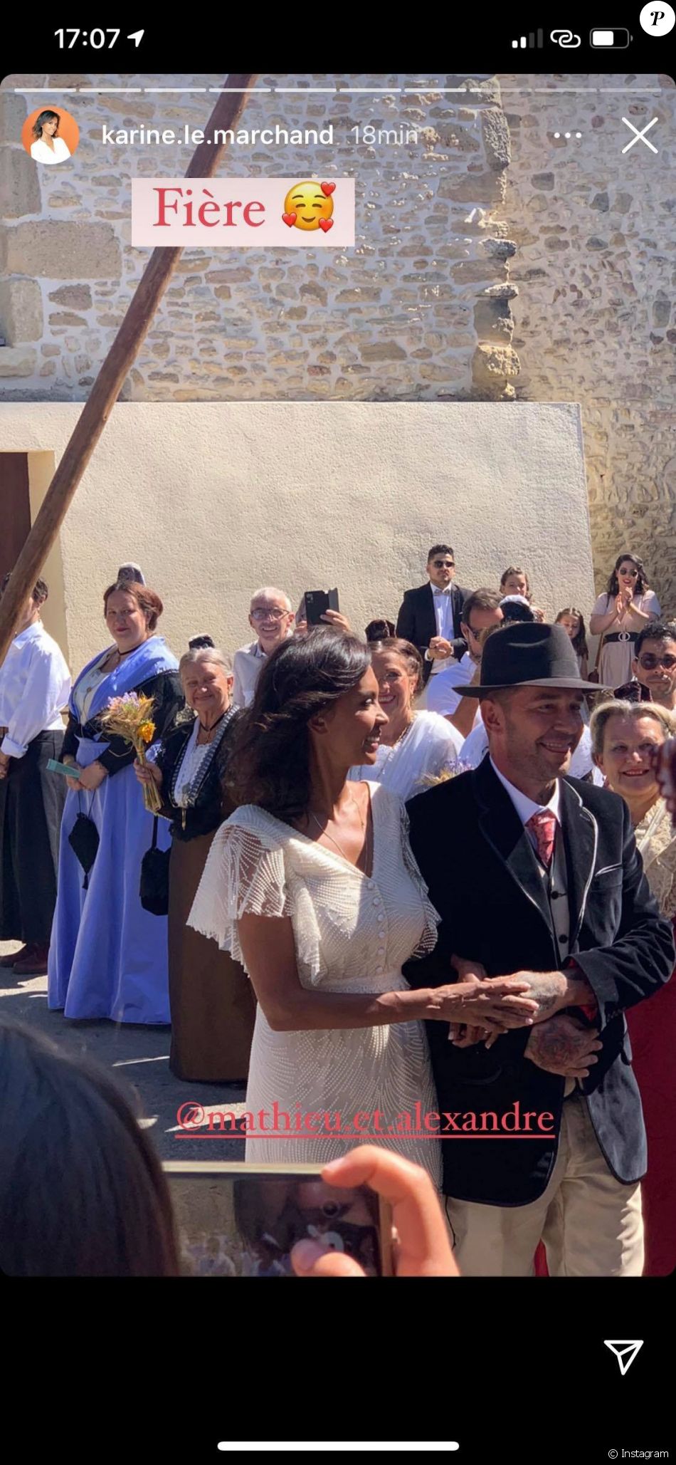 Karine Le Marchand au mariage de Mathieu et Alexandre le 26 juin 2021.