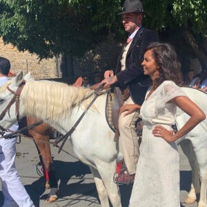 Karine Le Marchand au mariage de Mathieu et Alexandre le 26 juin 2021.