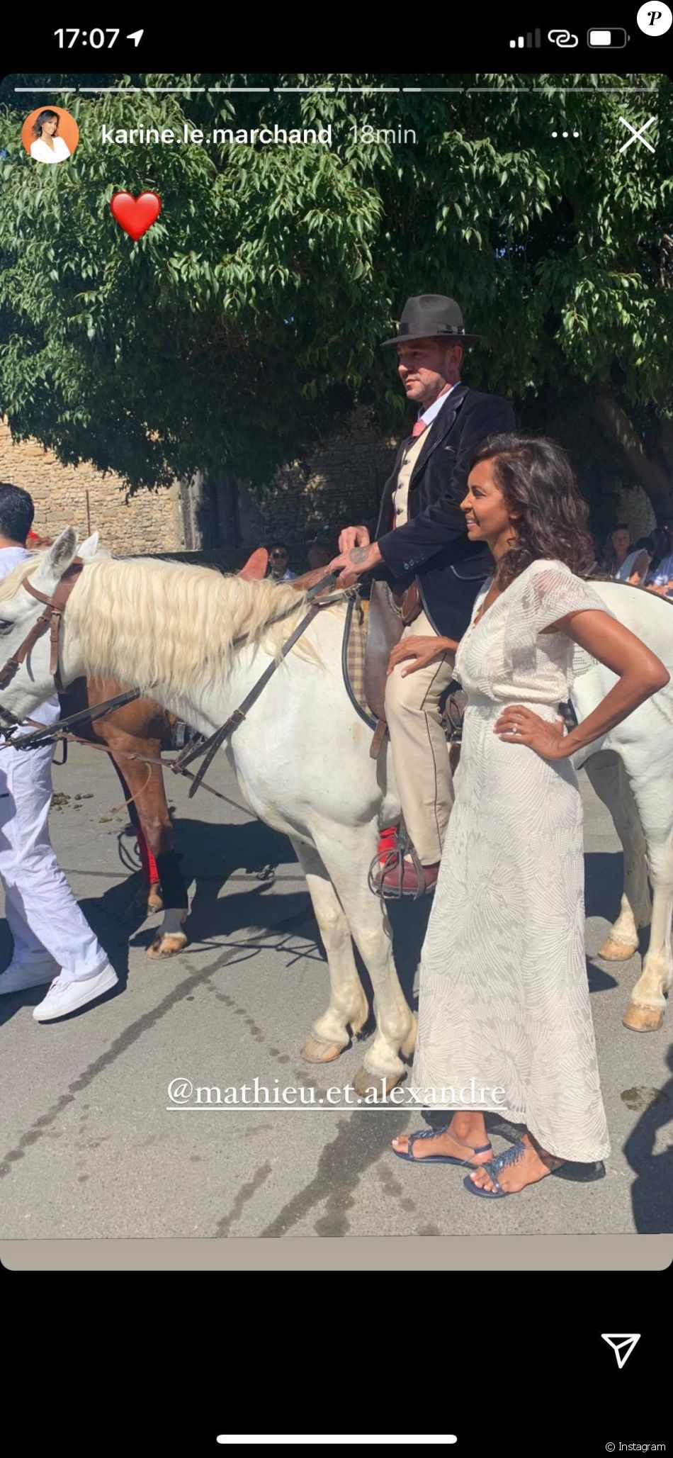 Karine Le Marchand au mariage de Mathieu et Alexandre le 26 juin 2021.