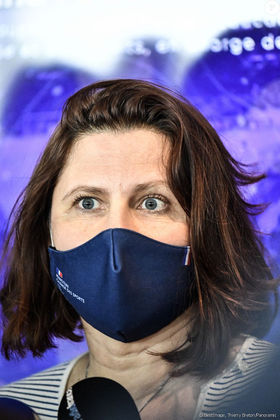 Roxana Maracineanu, ministre déléguée chargée des Sports, durant la promotion du Pass'Sports à Toulouse, le 12 avril 2021. . © Thierry Breton / Panoramic / Bestimage