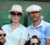 Audrey Fleurot et son compagnon Djibril Glissant assistent à la finale dame lors des Internationaux de France de tennis de Roland Garros à Paris.