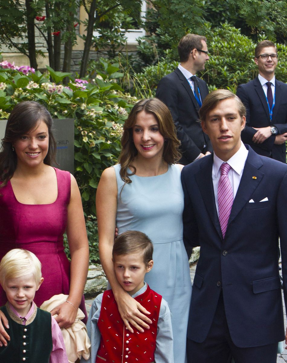 La princesse Alexandra et le prince Noah de Luxembourg, la princesse Tessy, le prince Gabriel de Luxembourg et le prince Louis de Luxembourg - Mariage civil du prince Felix de Luxembourg et de Claire Lademacher à la Villa Rothschild à Koenigstein im Taunus, le 17 septembre 2013.