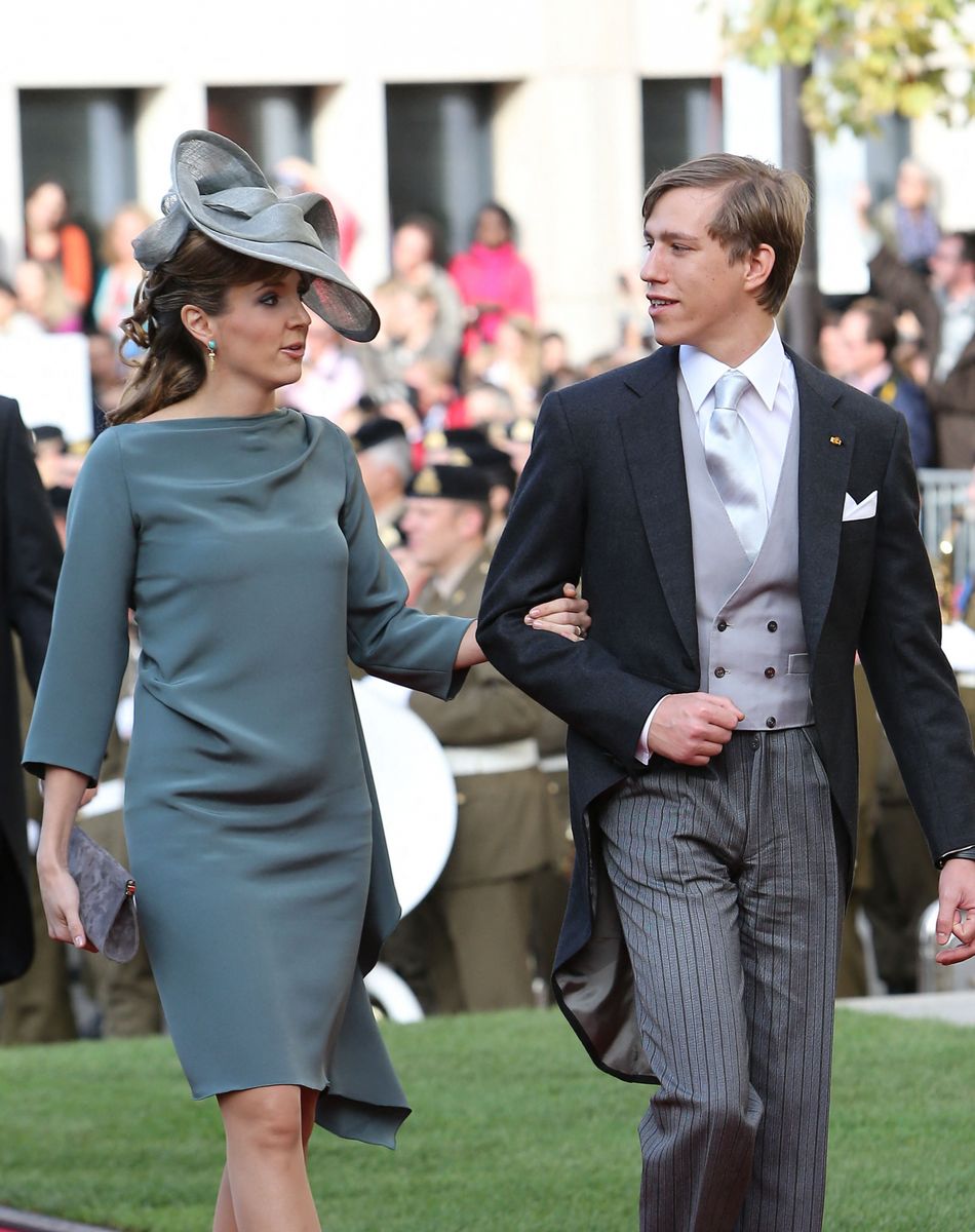 Le prince Louis et la princesse Tessy - Arrivees a la cathedrale pour le mariage religieux du prince Guillaume de Luxembourg et de la comtesse Stephanie de Lannoy à Luxembourg, le 20 octobre 2012.
