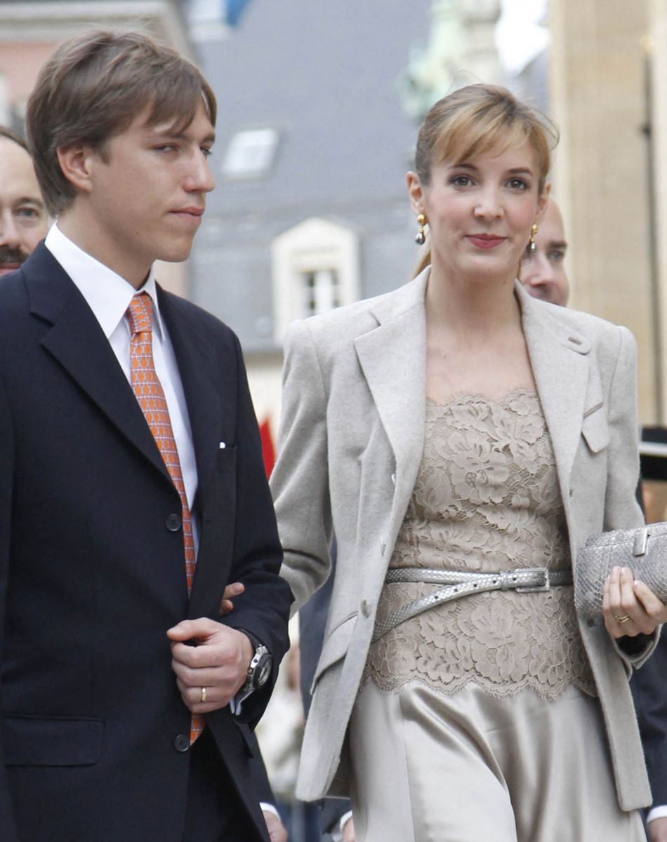 Le prince Louis et la princesse Tessy de Luxembourg - Proches et membres de la famille au mariage civil du prince Guillaume de Luxembourg et de la comtesse Stephanie de Lannoy a Luxembourg.