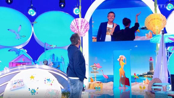 Jean-Luc Reichmann présente Zette aux téléspectateurs des "12 Coups de midi", sur TF1.