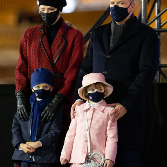 Le prince Albert II de Monaco, sa femme la princesse Charlene et leurs enfants Jacques et Gabriella - Célébration de la Sainte Dévote, Sainte patronne de Monaco, le 26 janvier 2021. © Olivier Huitel / Pool Monaco /Bestimage