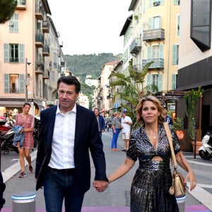 Exclusif - Christian Estrosi, le maire de Nice, et sa femme, Laura Tenoudji Estrosi ont pu avoir un moment de détente à Nice le 20 juin 2020 © Bruno Bebert / Bestimage