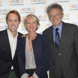 Damien Thévenot, Sophie Davant, Nelson Monfort - Conférence de presse du Téléthon 2015, à France Télévisions à Paris le 4 novembre 2015. © Coadic Guirec / Bestimage