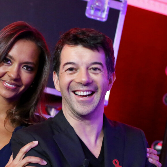 Karine Le Marchand et Stephane Plaza - Exclusif - Backstage - Enregistrement au theatre Marigny de l'emission "Toute la tele chante pour le Sidaction" le 21 mars 2013 qui sera diffusee sur France 2 le 6 avril 2013.
