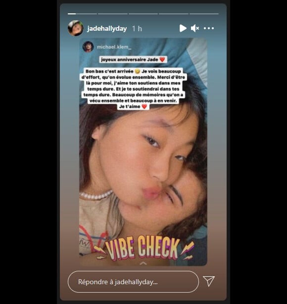 Jade Hallyday et son petit-ami Michael-Sean sur Instagram. Le 3 août 2021.