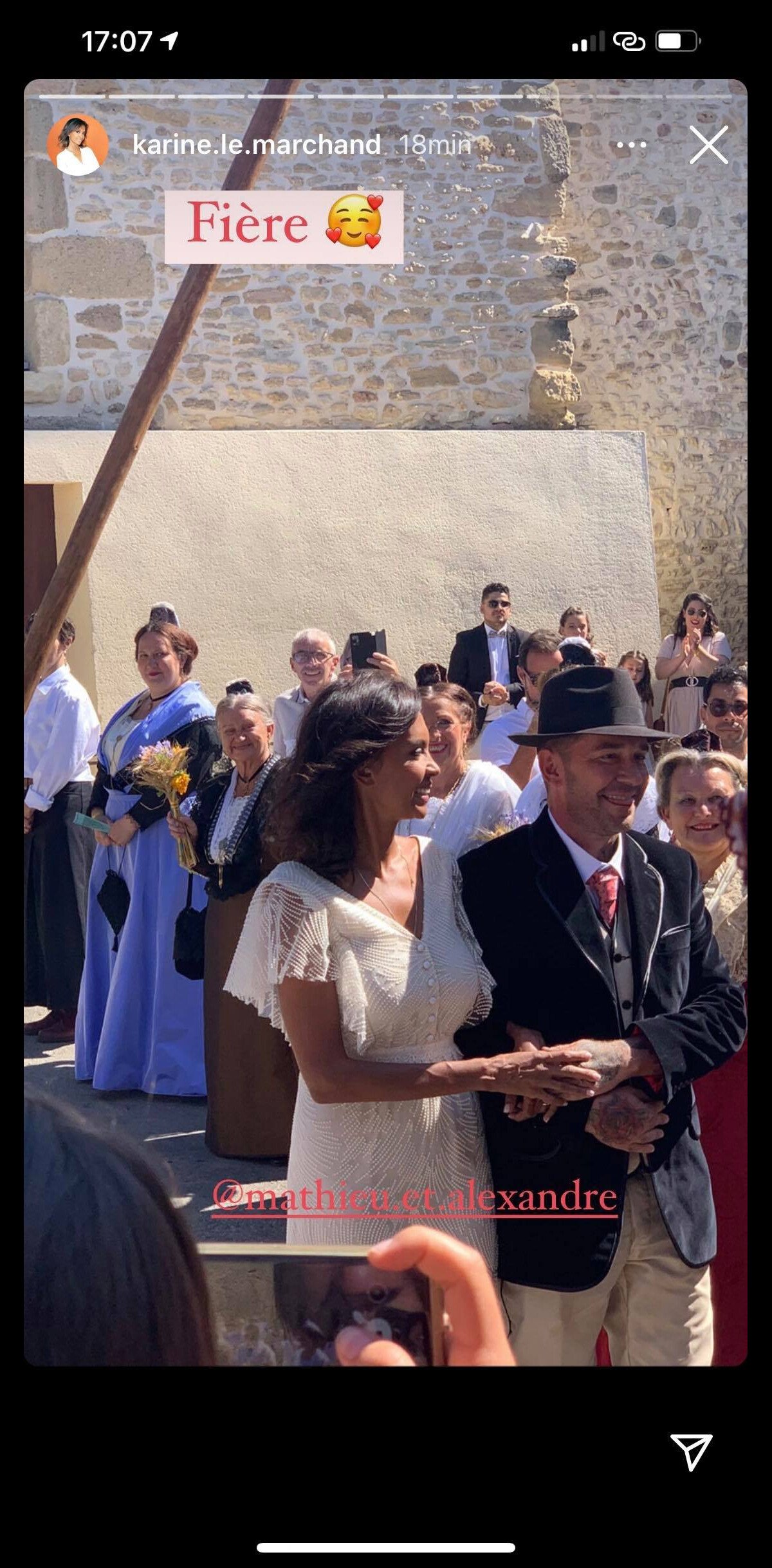 Photo : Karine Le Marchand au mariage de Mathieu et Alexandre le 26 juin  2021. - Purepeople