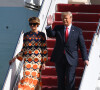 Donald Trump et sa femme Melania à leur arrivée, à bord d'Air Force One, à l'aéroport international de Palm Beach. Le 20 janvier 2021.