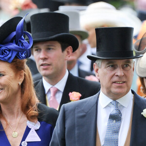 Sarah Ferguson, le prince Andrew, duc d'York et la princesse Eugenie d'York - La famille royale arrive aux courses du Royal Ascot 2015 le 19 juin 2015.