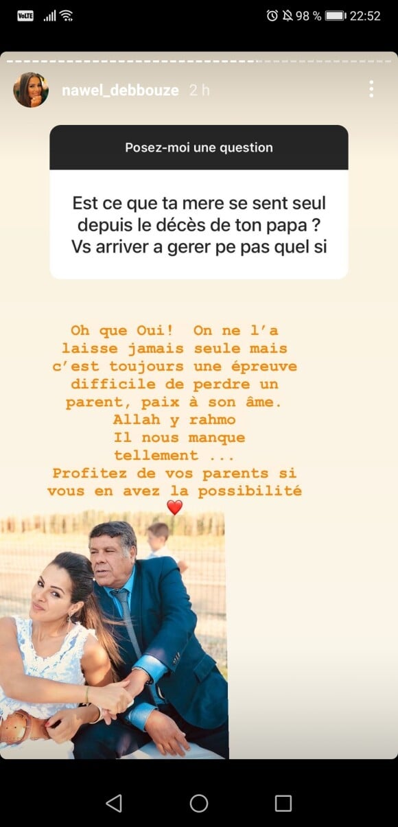 Nawel Debbouze, la soeur de Jamel Debbouze, se confie sur la mort récente de leur papa. Elle s'est exprimée dans sa story Instagram du 16 août 2021.
