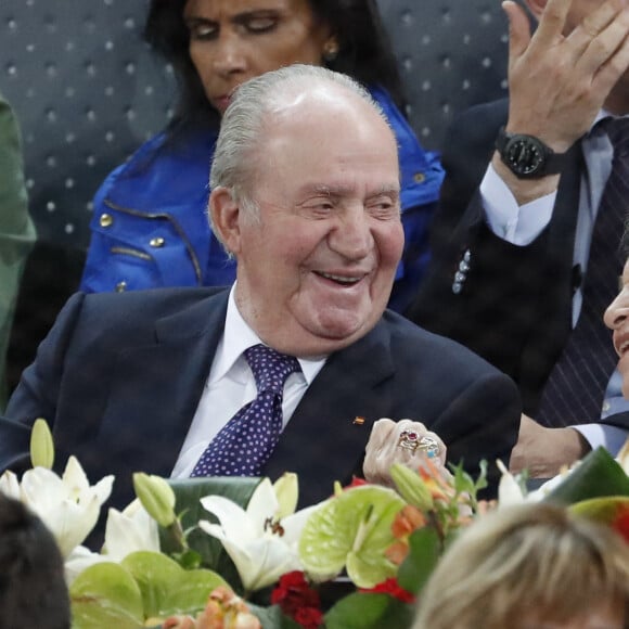 Le roi Juan Carlos Ier et la reine Sofia dans les tribunes des Master Series Madrid 2019 au stade Caja Magica à Madrid, le 11 mai 2019.