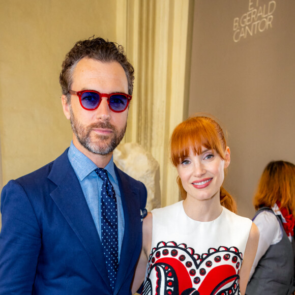 Jessica Chastain et son mari Gian Luca Passi de Preposulo au Musée Rodin pour assister au défilé de mode Haute-Couture 2021/2022 Christian Dior. Paris, le 5 kjuillet 2021. © Olivier Borde/Bestimage