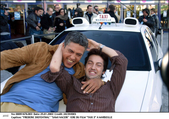 Frédéric Diefenthal et Samy Naceri à la première du film "Taxi 3" à Marseille. 