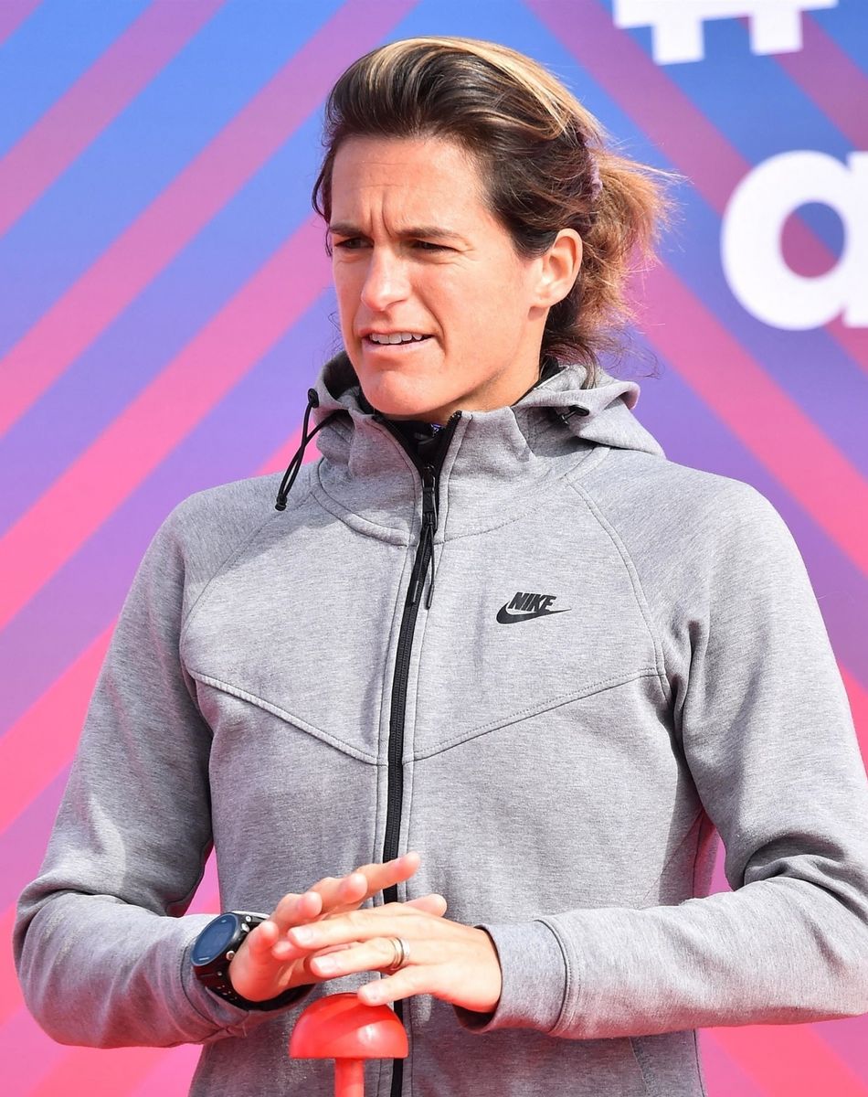 Amelie Mauresmo lors du marathon de Londres le 28 april 2019.