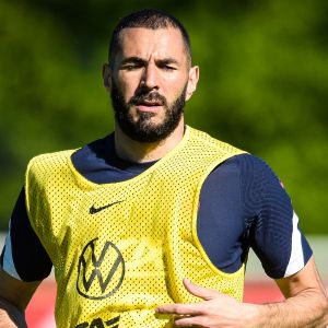 Karim Benzema ( France ) - Entraînement de l'équipe de France de football au Centre National du Football à Clairefontaine. © Federico Pestellini / Panoramic / Bestimage