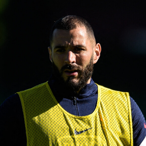 Karim Benzema ( France ) - - Entraînement de l'équipe de France de football au Centre National du Football à Clairefontaine. © Federico Pestellini / Panoramic / Bestimage