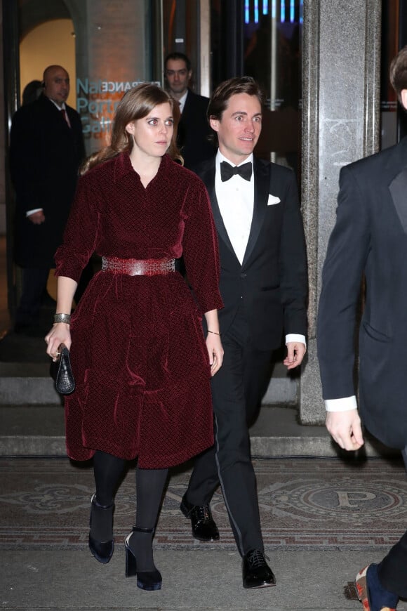 La princesse Beatrice d'York et son compagnon Edoardo Mapelli Mozzi à la soirée Portrait Gala 2019 au musée National Portrait Gallery à Londres, Royaume Uni, le 12 mars 2019.