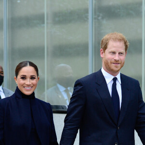 Le prince Harry, duc de Sussex, et sa femme Meghan Markle visitent le One World Trade Center à New York City, New York, etats-Unis, le 23 septembre 2021. 