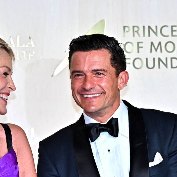 Sharon Stone et Orlando Bloom - Soirée du 5ème " Monte-Carlo Gala for Planetary Health " au Palais de Monaco, le 23 septembre 2021. © Bruno Bebert / Bestimage