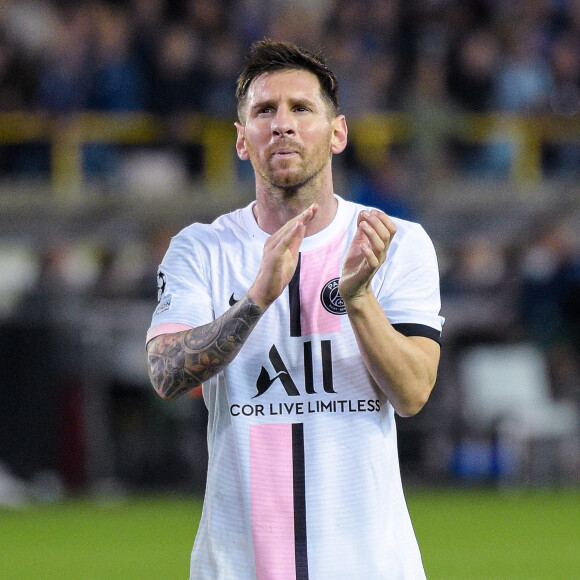 Fin du match - Deception des joueurs de l equipe PSG - Lionel Leo Messi ( 30 - PSG ) - - Match de football Psg (1) contre Bruges (1) lors de la Ligue des Champions à Bruges le 15 septembre 2021. © Federico Pestellini/Panoramic/Bestimage 