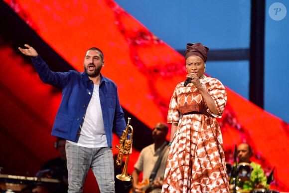 Angélique Kidjo et Ibrahim Maalouf - Concert "Global Citizen Live" au Champ de Mars à Paris le 25 Septembre 2021 © Pierre Perusseau / Bestimage