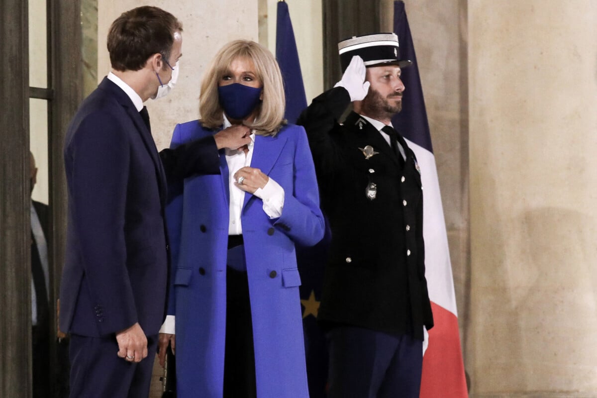 Photo : Le président de la République, Emmanuel Macron et la première ...