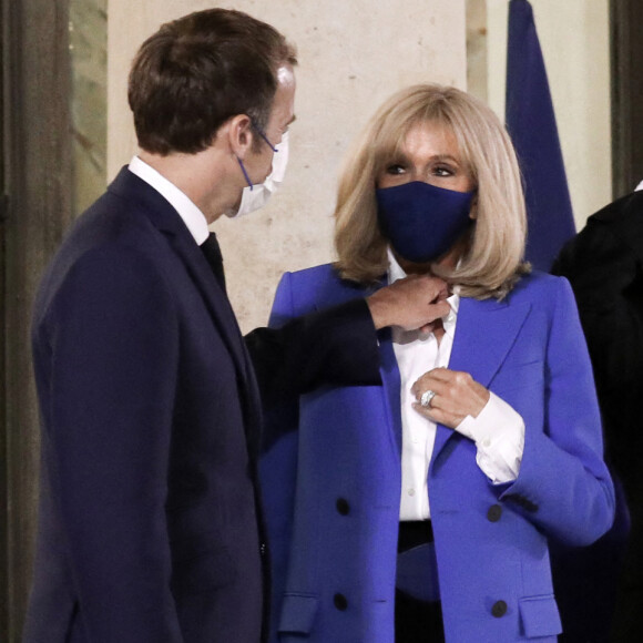 Le président de la République, Emmanuel Macron et la première dame, Brigitte Macron recoivent le premier ministre de la République Hellénique et son épouse pour un diner de travail, au palais de l'Elysée, Paris © Stéphane Lemouton / Bestimage 