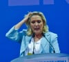 Marine Le Pen lance sa campagne présidentielle lors de l'université d'été du Rassemblement national à Fréjus. La présidente du parti laisse sa place à J.Bardella. © Mao / Panoramic / Bestimage