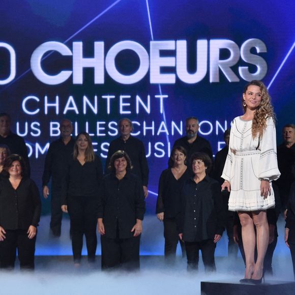 Exclusif - Damien Sargue et Cécilia Cara - Enregistrement de l'émission "300 Choeurs chantent les plus belles comédies musicales" à Paris. © Giancarlo Gorassini / Bestimage