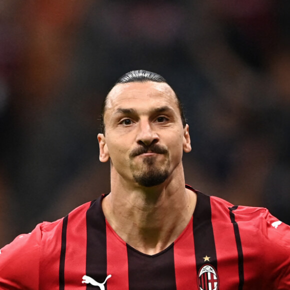 Illustrations de Zlatan Ibrahimovic lors du match "AC Milan - Lazio Rome" à Milan, le 12 septembre 2021.