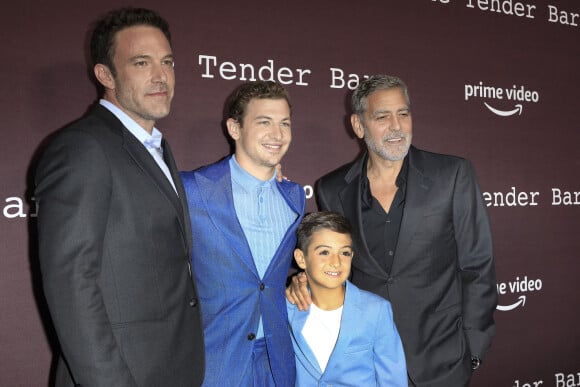 Ben Affleck, Tye Sheridan, Daniel Ranieri et George Clooney - Première du film "The Tender Bar" à Los Angeles, le 4 octobre 2021. © Future-Image via Zuma Press/Bestimage