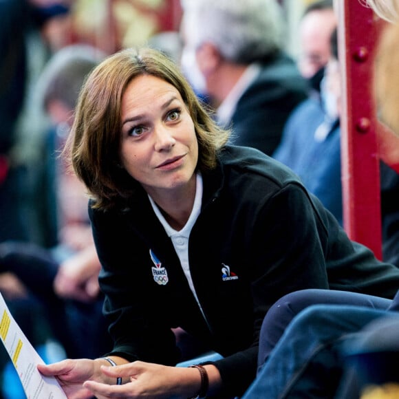 Nathalie Pechalat lors du défilé de la collection Olympique de l'équipementier "Le Coq Sportif" à Romilly-sur-Seine, France. © Jean-Baptiste Autissier/Panoramic/Bestimage