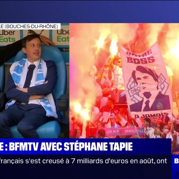 Hommage à Bernard Tapie, le "boss" au Stade Vélodrome, le 7 octobre.
