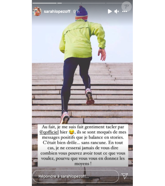 Sarah Lopez réagit aux moqueries de "Quotidien" à son sujet en story Instagram