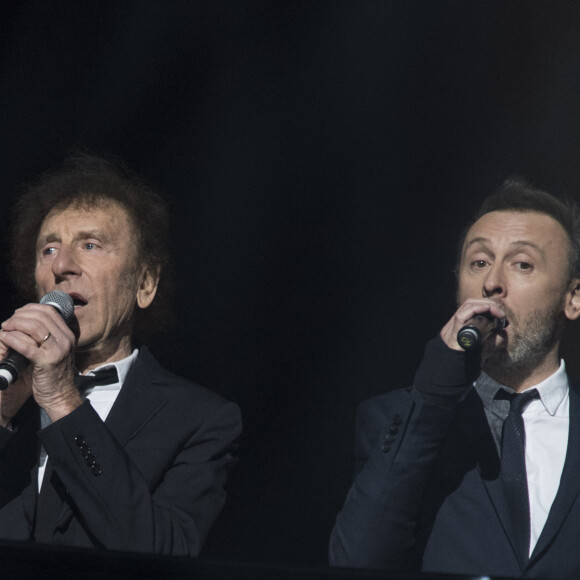 Ours, de son vrai nom Charles Souchon, Alain Souchon et Pierre Souchon - Concert du 13ème Gala 2018 de l'Association pour la Recherche sur Alzheimer à la salle Pleyel à Paris le 12 février 2018. L'intégralité des bénéfices de cette soirée servira à financer la recherche sur la maladie d'Alzheimer. © Coadic Guirec-Pierre Perusseau/Bestimage