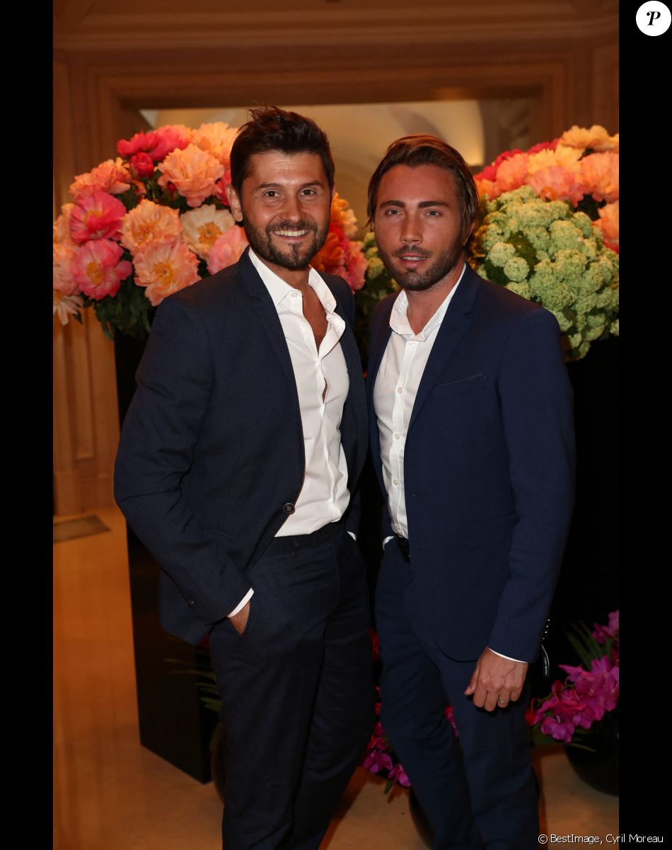 Exclusif - Christophe Beaugrand et son mari Ghislain Gerin au cocktail de la 10ème édition du "Global Gift Gala" à l'hôtel Four Seasons George V à Paris, le 3 juin 2019. © Cyril Moreau/Global Gift Foundation/Bestimage