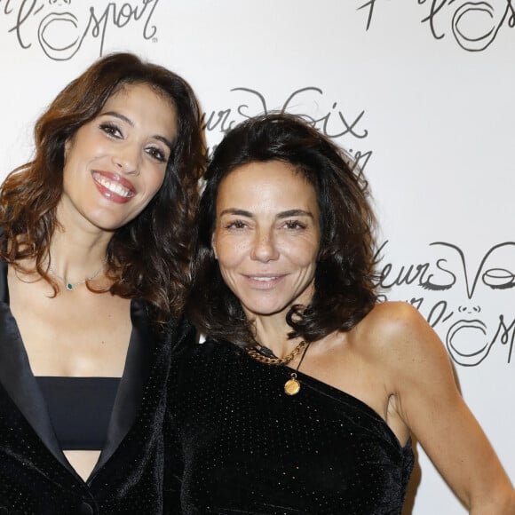 Exclusif - Laurie Cholewa, Sandra Sisley - Photocall de la 10ème édition du concert caritatif "Leurs voix pour l'espoir" au profit de la fondation ARCAD (Aide et recherche en Cancérologie Digestive) et la lutte contre le cancer du pancréas à l'Olympia à Paris le 11 octobre 2021. © Marc Ausset-Lacroix - Pierre Perusseau / Bestimage